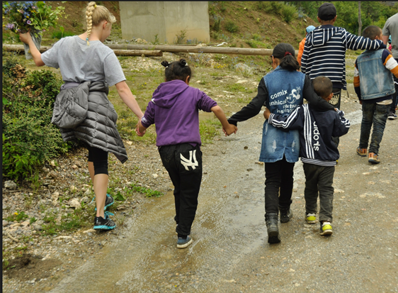 Hailee Walking with Kids