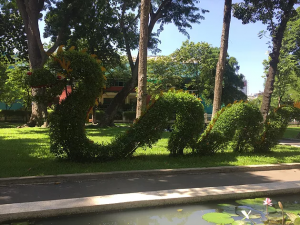 dragon bush sculpture at a park in Ho Chi Minh City