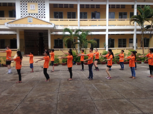 Orange Team Dancing Cupid Shuffle