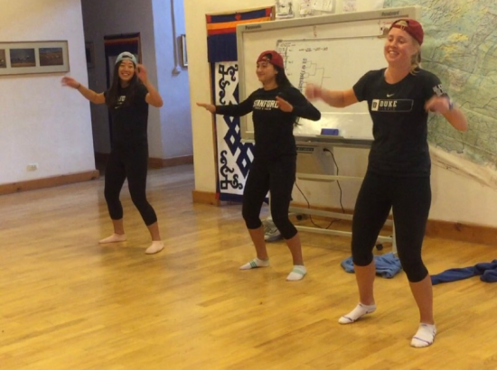 Group of ACE student-athletes dancing at a talent show