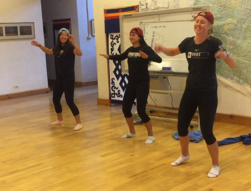 Group of ACE student-athletes dancing at a talent show