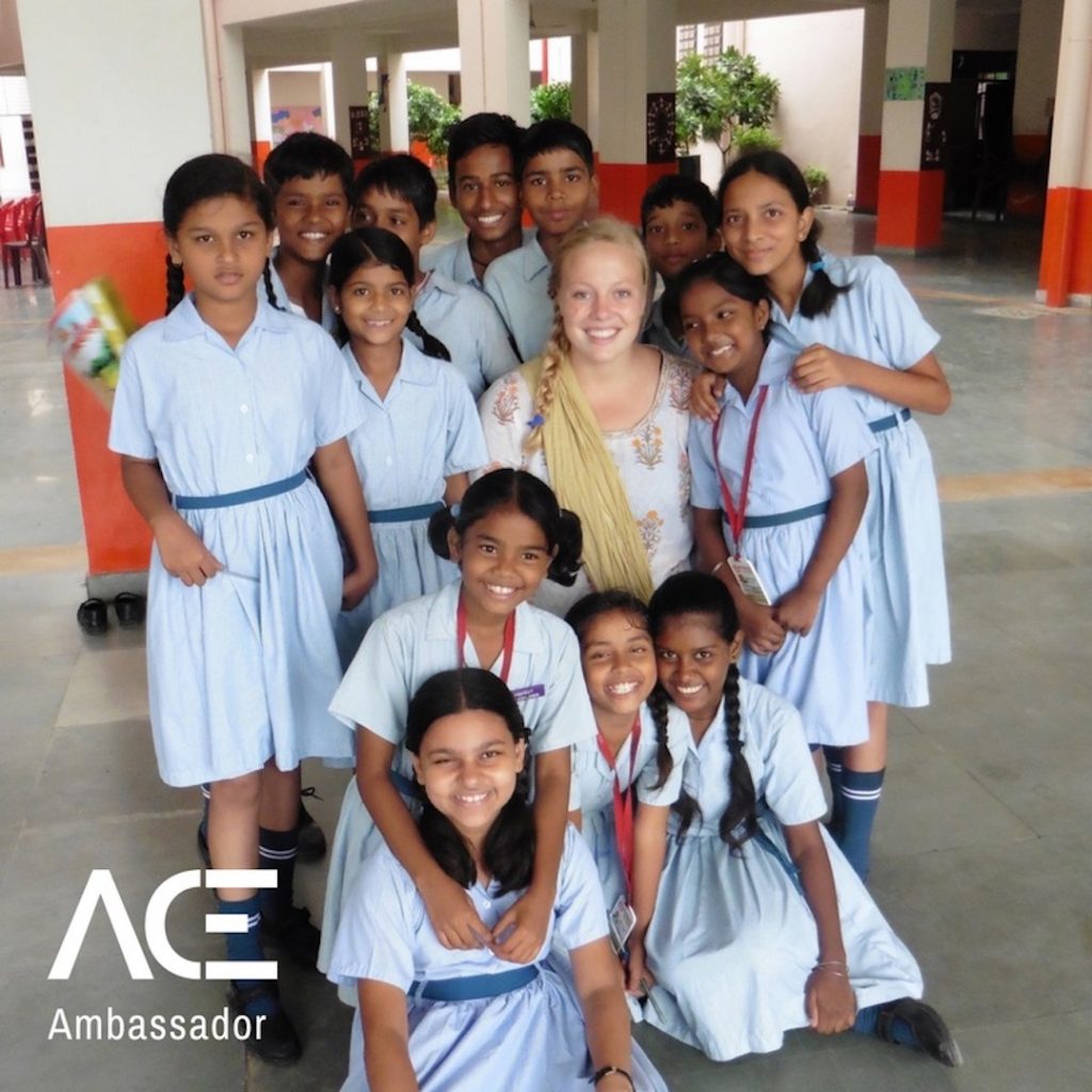 ACE participant with VIDYA school children