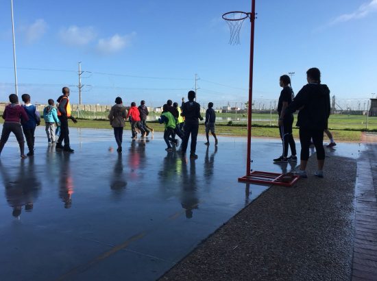 Students in South Africa playing netball