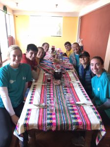 group sharing a meal