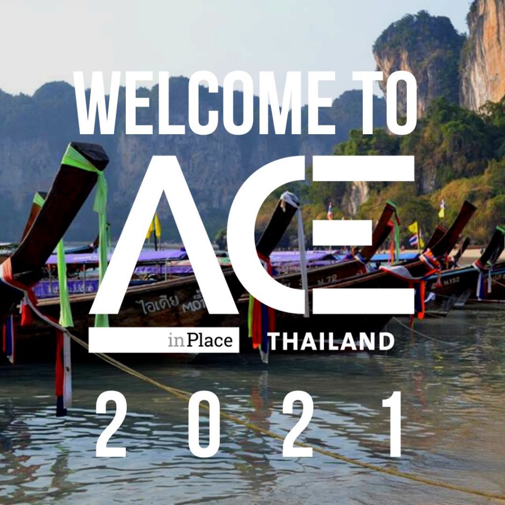 ace in place thailand logo in front of rowboats in water