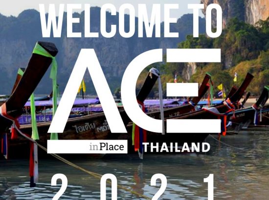 ace in place thailand logo in front of rowboats in water