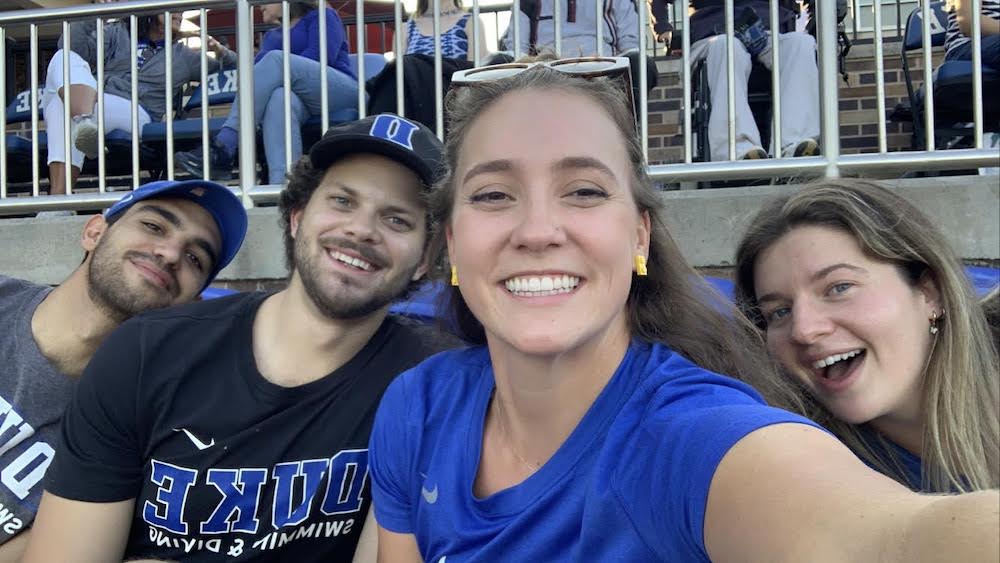 group selfie at football game