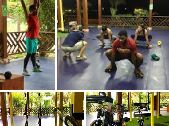 collage of people working out on gym equipment