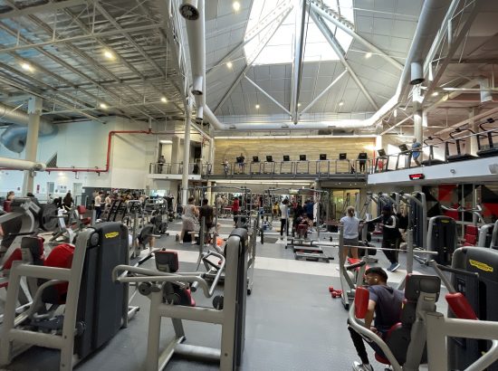 exercise equipment in a gym