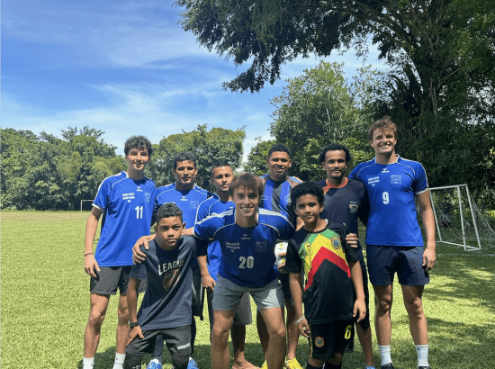 Students on soccer field in Costa Rica