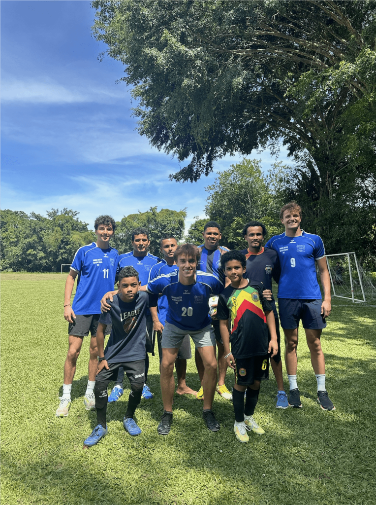 Students on soccer field in Costa Rica