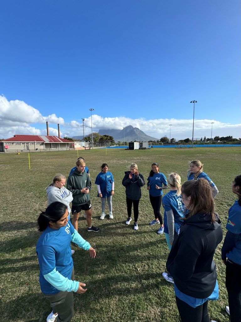 Students in a field in South Africa