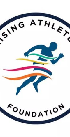 logo of person running with words "rising athletes foundation"